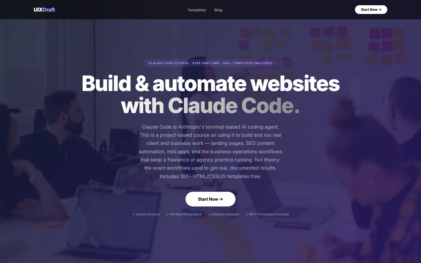 UIXDraft homepage — Build & automate websites with Claude Code