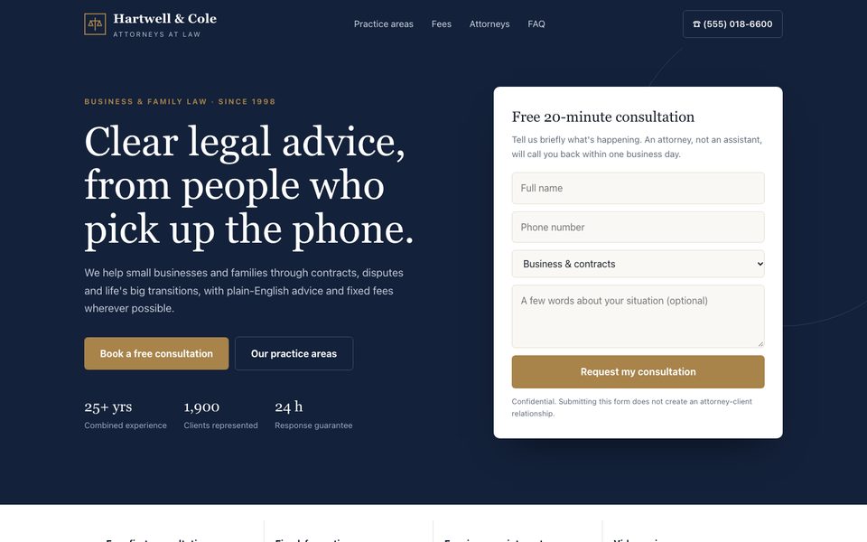 Preview of the Hartwell & Cole template